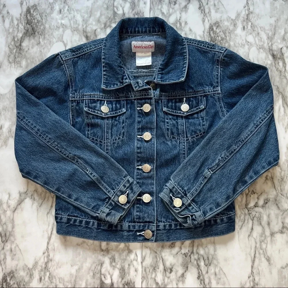 American Girl Denim Blue Jacket Girls Dark Wash Small